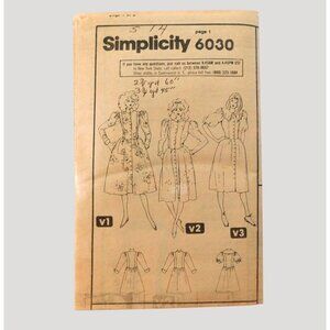 Simplicity 6030 Dress Vintage 1983 Sewing Pattern Misses 14 Uncut No Envelope